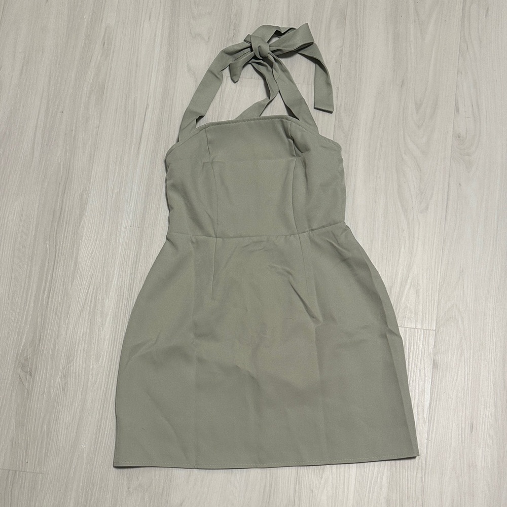 Elegant Gray Halter Dress